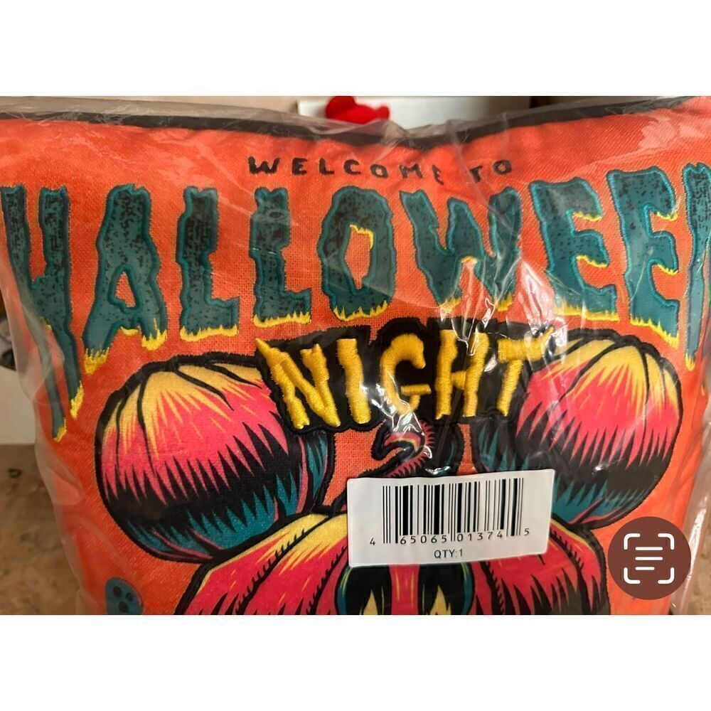 Disney Parks Mickey Mouse Halloween Night Jack-o'-Lantern Orange & Black Pillow - Picture 2 of 5